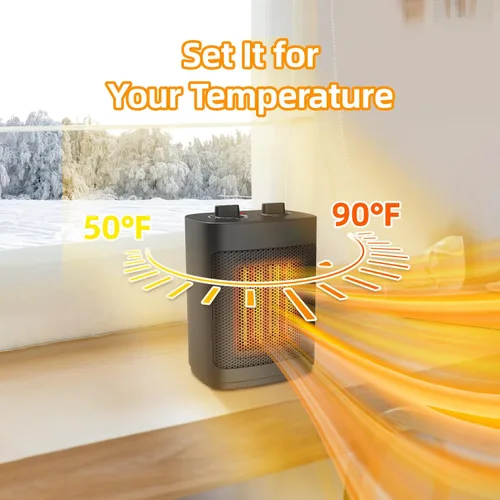 Miniatura 3 de Calentador de espacio pequeño, calentadores portátiles de 1500 W para uso en interiores con termostato, calentador de escritorio de cerámica PTC