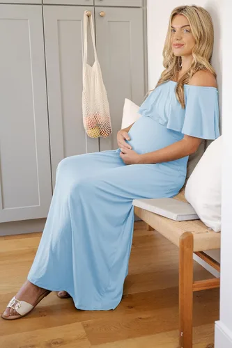 Miniatura 2 de Vestido de maternidad con hombros descubiertos, vestido largo para mujeres embarazadas, para fiestas de recién nacidos, o sesiones de fotos