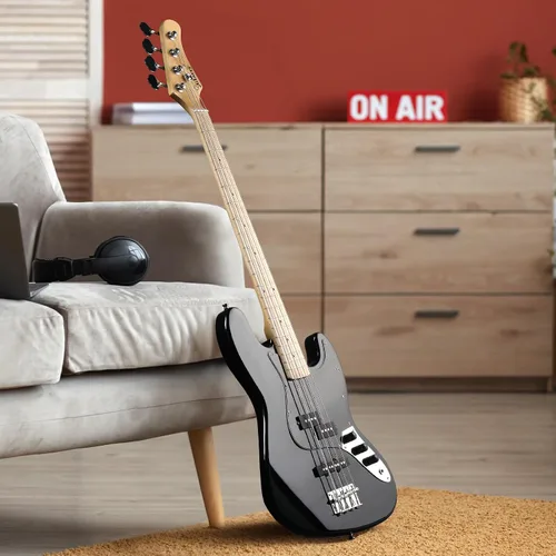 Miniatura 6 de GLARRY Bajo Guitarra Tamaño Completo de 4 Cuerdas, Bajo Exquisito y Elegante con Bolsa para Guitarra, Cable y Llave (Azul, Con AMP)