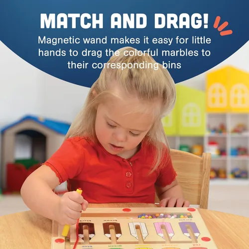 Miniatura 4 de Constructive Playthings Juego de juego de colores con juguetes magnéticos para niños a partir de 3 años, clasificación magnética de color de madera