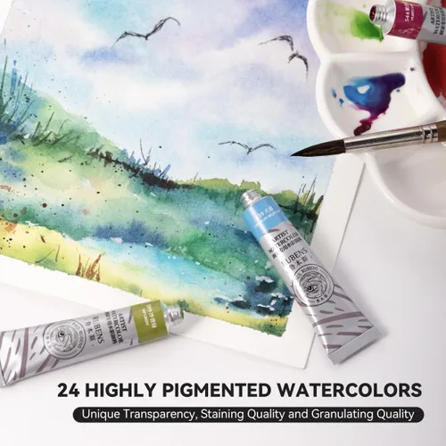 Miniatura 5 de Paul Rubens Set de Pintura de Acuarela 24 Colores Vibrantes 12ml / 0.4 Fl Oz Tubos, Tubos de Acuarela con Gran Valor, Pinturas de Acuarela