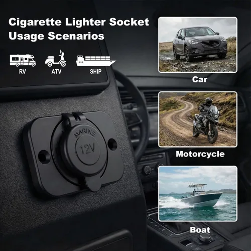Miniatura 7 de Riseuvo 1 Paquete Enchufe para Encendedor de Cigarrillos, Toma de Corriente Impermeable para Automóvil, Marina, Motocicleta, ATV, RV - Adaptador
