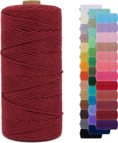 Miniatura 37 de Cuerda de macramé de 0.079 in para 219 yardas, cuerda de algodón natural para manualidades, hilo de cuerda de macramé de colores para colgar