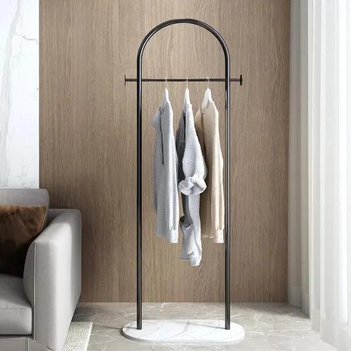 Miniatura 3 de Perchero independiente con base de mármol, moderno perchero de arco negro para espacios pequeños, perchero de metal resistente, percheros