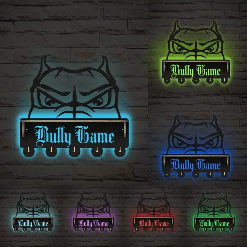 Miniatura 3 de The Geeky Days Peeking American Bully Head - Estante organizador de llaves con 5 ganchos, moderno organizador de entrada que brilla en la oscuridad