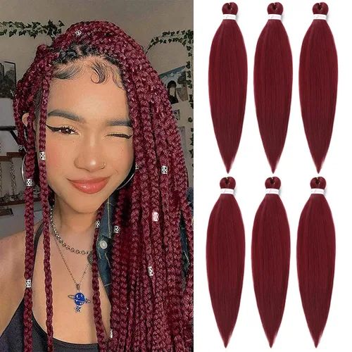 Miniatura 32 de Cabello Trenzado Ombré Pre-Estirado 26 Pulgadas Ombré Marrón 8 Paquetes/Lote Trenza Fijación con Agua Caliente Cabello Sintético Profesional
