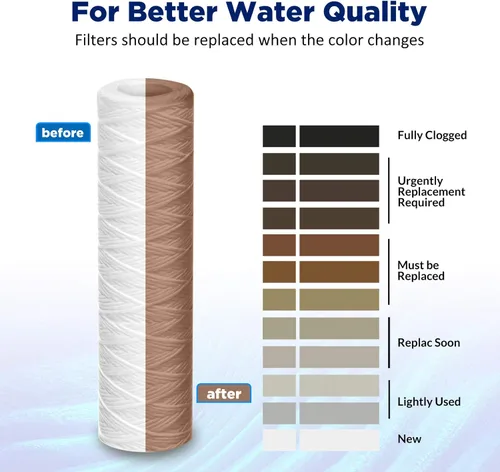 Miniatura 7 de Membrane Solutions 10 micras 10"x2.5" Cartucho de reemplazo de filtro de agua de toda la casa enrollado en cuerda Filtros universales de sedimentos