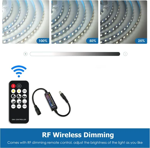 Miniatura 4 de Tira de luces LED blancas, tira de luz LED inteligente regulable de 16.4 pies, 6500 K, luz blanca brillante de día, adhesivo fuerte, 600 luces LED
