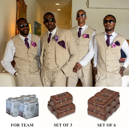 Miniatura 9 de Neceser de cuero personalizado para hombres con gancho, regalo de padrinos de boda, bolsa de viaje con grabado láser, monograma de cuero, regalo