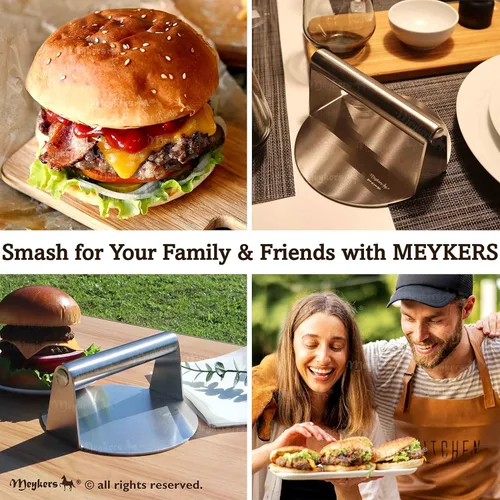 Miniatura 5 de Meykers Prensa de Hamburguesas 6.3" Prensa de Aplastamiento para Hamburguesas y Papel para 100 Hamburguesas para Parrilla, Sartén y Molde Prensa