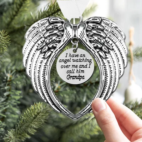 Miniatura 7 de Adornos Colgantes Conmemorativos de Navidad Alas de Ángel, Regalos de Memoria Colgante "I Have a Angel Watching Over Me I Call Her Aunt", Regalo