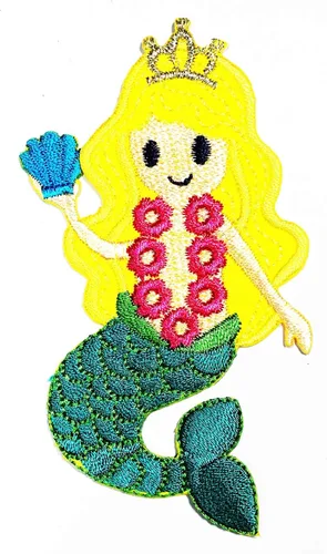Miniatura 2 de MEGADEE - Chaqueta con capucha bordada para niños, diseño de sirena, diseño de verano, 1.75 x 2.25 pulgadas, ideal para regalo