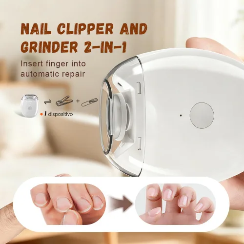 Miniatura 3 de Amoladora de uñas automática universal, portátil 3 en 1 con luz LED y 3 velocidades, cortador automático de uñas y recortador de pulido para toda