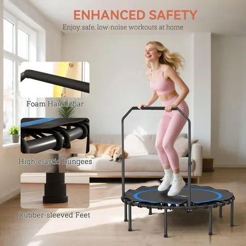 Miniatura 4 de Trampolín de fitness plegable de 40/48 pulgadas, mango de espuma ajustable, rebote silencioso y estable para gimnasio en casa, niños y adultos