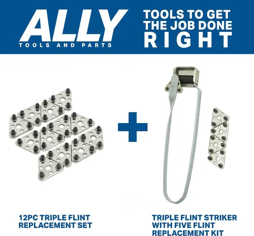 Miniatura 6 de Ally Tools - 12 piezas de repuesto de pedernal triples compatibles con todos los golpes de pedernal triple, pedernales de larga duración