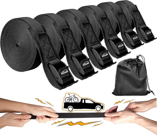 Miniatura 10 de WEDAMER Paquete de 2 correas de amarre para kayak de 8 pies con hebilla de leva de alta resistencia, correa ajustable para kayak, camiones, 2Pack