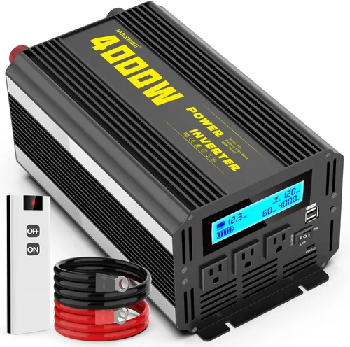 Inversor de corriente de onda sinusoidal modificada de 4000 vatios, 12 V CC a CA 110 V/120 V (pico) Convertidor de 5000 W, inversor de automóvil de