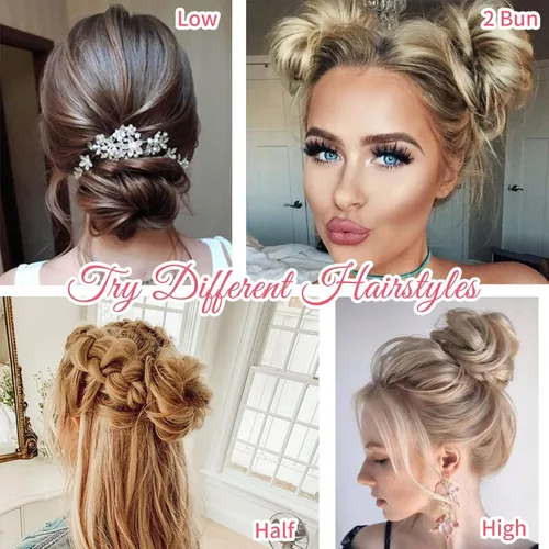 Miniatura 7 de HOOJIH Pieza de cabello estilo moño desordenado - Extensiones de cabello superlargas estilo moño rizado, envoltura de cabello ondulado, accesorio