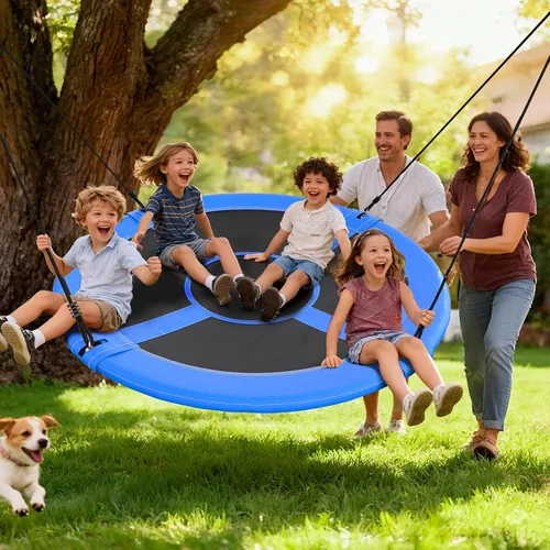 Miniatura 3 de Trekassy Columpio de árbol de platillo grande de 60 pulgadas para niños y adultos, 900D Oxford impermeable con 2 correas para colgar Azul