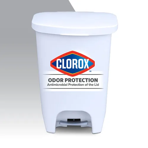 Miniatura 2 de Glad Paquete de 2 botes de basura de 13 galones, cubos de basura de plástico para cocina con protección contra olores de tapa, manos libres