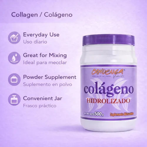 Miniatura 3 de CAHUENGA - Colágeno hidrolizado en polvo 17.64 oz - Proteína sin sabor para cabello, piel, uñas y articulaciones - Keto y sin gluten - Colageno