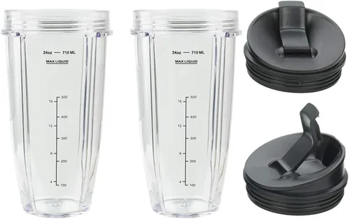 Miniatura 8 de Vasos de licuadora aptos para Ninja, piezas de repuesto de vasos de 24 onzas con tapas para sorber y sellado, accesorios de licuadora compatibles