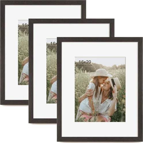 Miniatura 43 de Momentworth Portarretratos de 4 x 6 pulgadas con paspartú para 3.5 x 5 pulgadas, marcos de fotos con grano de madera negra envejecida para pared