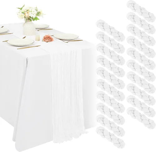 Miniatura 46 de 10 piezas de camino de mesa de estopilla en azul bebé 10 pies, camino de mesa de gasa para recepción de boda, despedida de soltera, fiesta