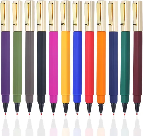 Miniatura 10 de 6 paquetes de bolígrafos de gel negros de 0.5 mm de punta media, bolígrafos de tinta de gel con tapa, secan rápidamente, bolígrafo de punta redonda
