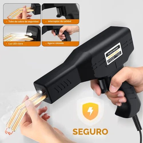 Miniatura 2 de Soldador de plástico, 1200 grapas, kit de soldadura de plástico, imprescindible para bricolaje, encendido/apagado instantáneo, kit de soldador, Negro