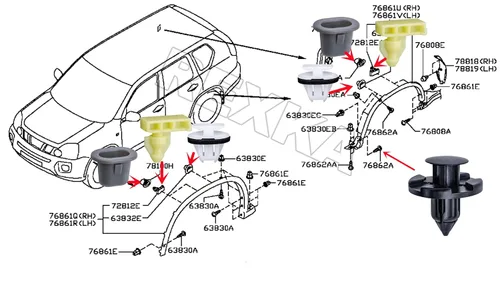 Miniatura 5 de Rexka Juego de 45 piezas de arandelas de retención para guardabarros para Nissan Infiniti Armade Juke Murano Rogue QX56 QX80 01553-09321 76882-JG10A