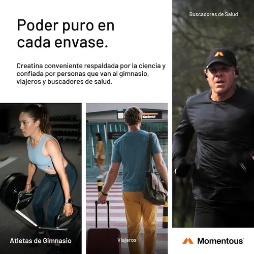 Miniatura 4 de Momentous Polvo de monohidrato de creatina, polvo de creatina, apoya la fuerza, el músculo magro y la recuperación para hombres y mujeres