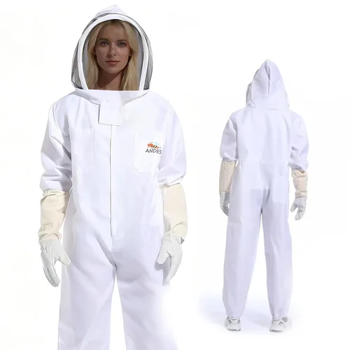 Traje de abeja para hombres y mujeres, a prueba de picaduras, traje de apicultura de polialgodón, disfraz de apicultor y con guante (S)
