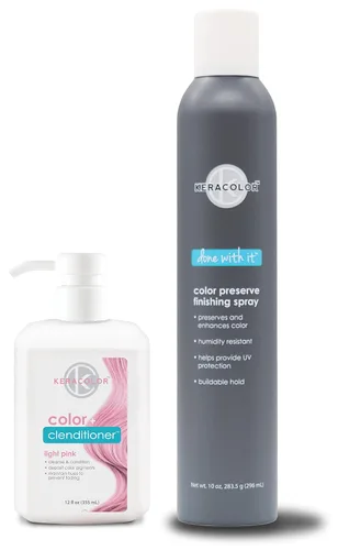 Miniatura 22 de KERACOLOR Kit de 3 en 1 (Limpieza + Acondicionador + Color) Tinte semipermanente azul para el cabello y acabado en aerosol para el cabello, 10 onzas