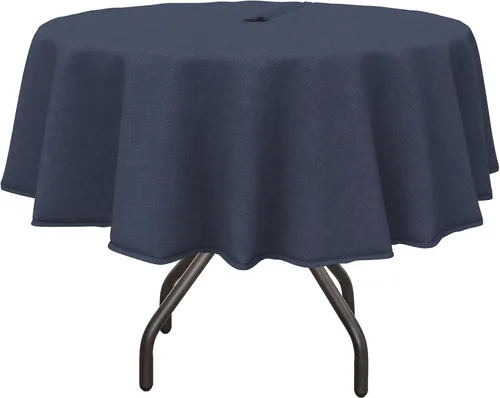 Miniatura 12 de DYTXIII Mantel redondo para exteriores con agujero para sombrilla de 60 pulgadas, repelente al agua y resistente a la decoloración, mantel