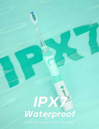 Miniatura 6 de SEAGO Cepillo de dientes eléctrico para niños con temporizador de cepillado de 2 minutos y 8 cabezales de cepillo de repuesto, la luz LED arcoíris