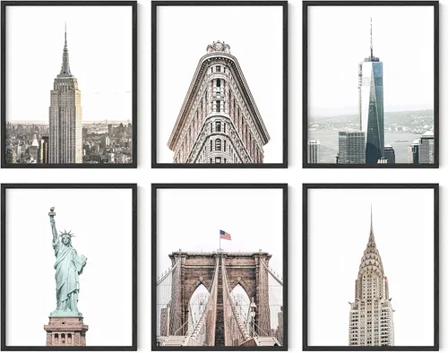 Miniatura 8 de HAUS AND HUES Arte de pared de la ciudad de Nueva York y pósteres de Nueva York, juego de 6 pósteres de la ciudad de Nueva York, decoración de pared
