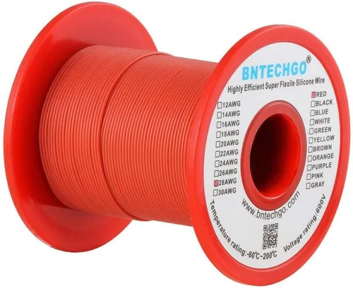 Miniatura 2 de BNTECHGO Carrete de alambre de silicona de calibre 28 rojo 250 pies Flexible 28 AWG alambre de cobre estañado trenzado