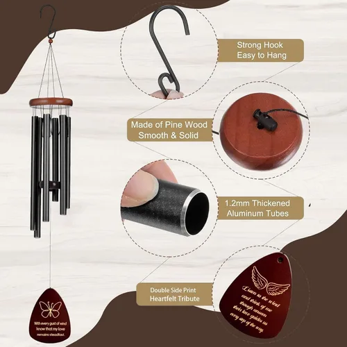 Miniatura 5 de WANSENCE Campanillas de viento conmemorativas para la pérdida de un ser querido - Campanillas de viento para exteriores, campanillas de viento