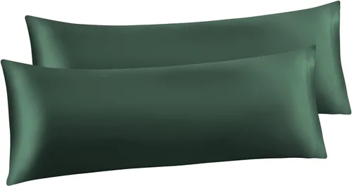 Miniatura 46 de Ersmak Juego de 2 fundas de almohada de satén estándar, ultra suaves y sedosas para cabello y piel, resistentes a las arrugas a la decoloración
