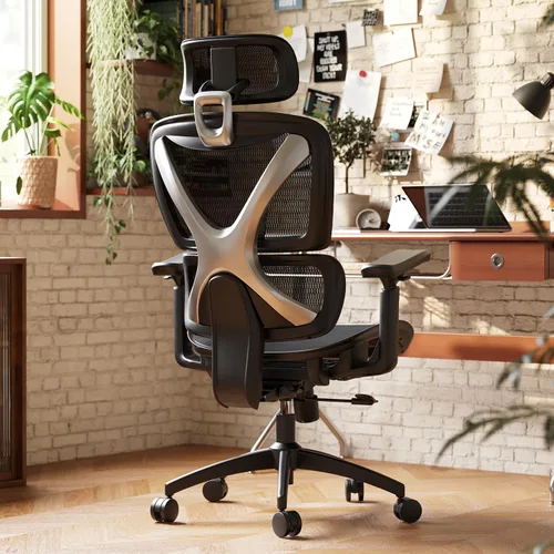 Miniatura 2 de GABRYLLY Silla de oficina ergonómica, silla de malla grande y alta con soporte lumbar, reposabrazos 3D, rotación de 215°, reposacabezas ajustable
