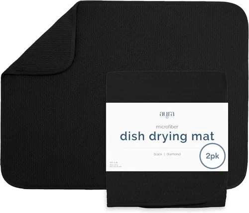 S&T INC. Tapete para secar platos XL, 18 x 24 pulgadas, tapete de microfibra absorbente para encimera de cocina, tapete de secado de platos para