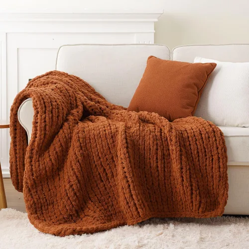Miniatura 16 de Battilo - Manta de punto grueso de cachemira beige y crema, manta suave y gruesa de chenilla, manta de crochet de punto trenzado hecha a mano