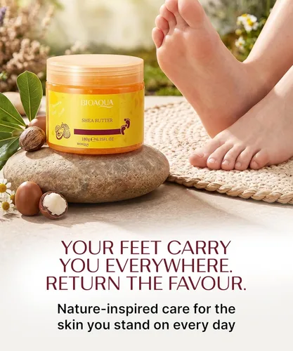Miniatura 6 de Bioaqua Exfoliante de pies - Crema exfoliante de pedicura con aceite de karité y extractos de hierbas naturales para talones secos y ásperos