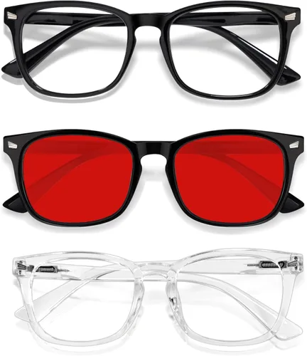 Miniatura 14 de Kids Blue Light Glasses 3 Pack Flexible TR90 Shatterproof Frame, Clear & Red Lenses Kids Fake Glasses 2-18 age
