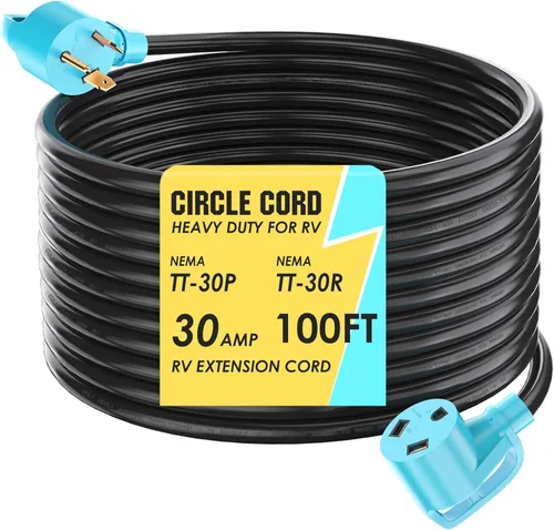 Miniatura 22 de CircleCord Cable de alimentación para caravana de 30 amperios de 36 pies con bloqueo giratorio, resistente calibre 10, 3 cables, STW de cobre puro