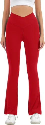 Miniatura 6 de HEGALY Pantalones de yoga acampanados para mujer, leggings cruzados, suaves, de cintura alta, pantalones casuales de entrenamiento con corte de bota