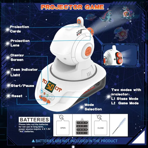 Miniatura 11 de Juego de 2 Pistolas de Etiqueta Láser con Proyector, Juego de Disparos Lazer para Niños, Adolescentes y Adultos con Pantalla de Puntuación LED