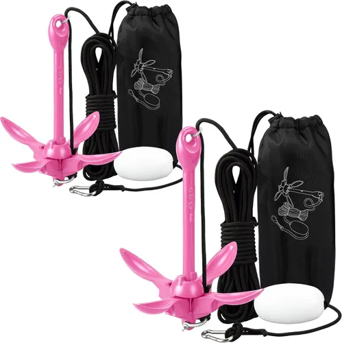 Miniatura 8 de Lounsweer Paquete de 2 anclajes de kayak marino de 1.5/3.5 libras, kit de anclaje plegable para barco, kayak, pesca, accesorios para botes pequeños