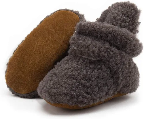 Bellocasa Botines de forro polar para bebés, niños y niñas, pantuflas antideslizantes con agarre suave, zapatos de calcetín para recién nacidos,
